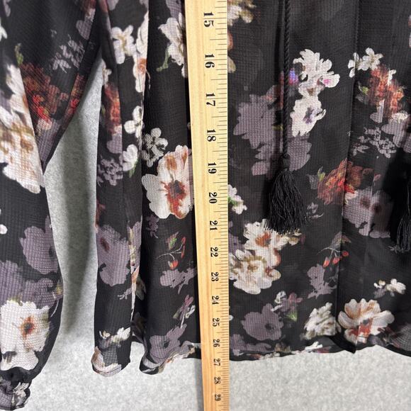 Vintage America Peasant Top Large Floral Textured Dark Moody Maximalist Boho - Picture 10 of 16